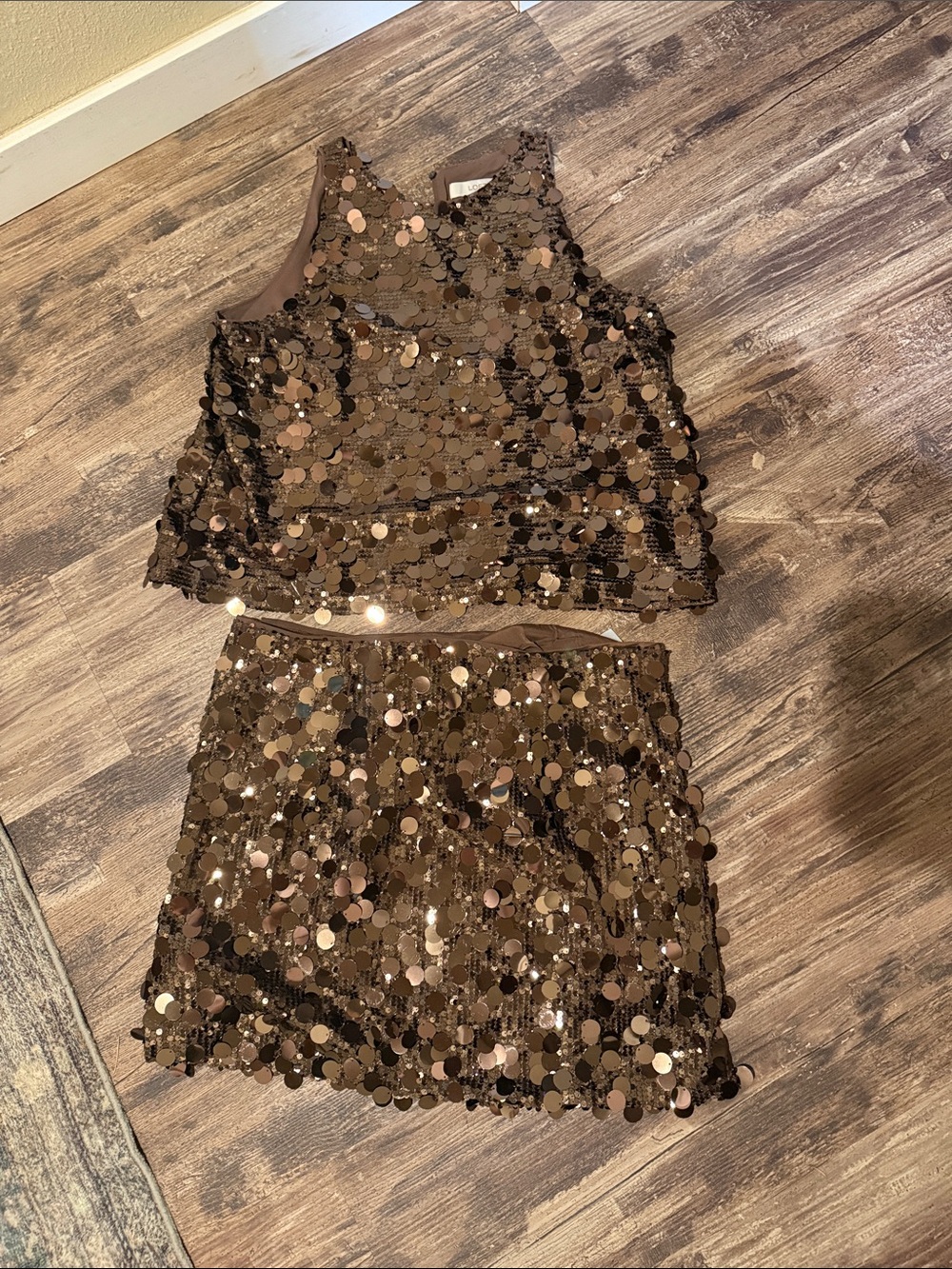 LOFT Girls Brown Sequin Two-Piece Set